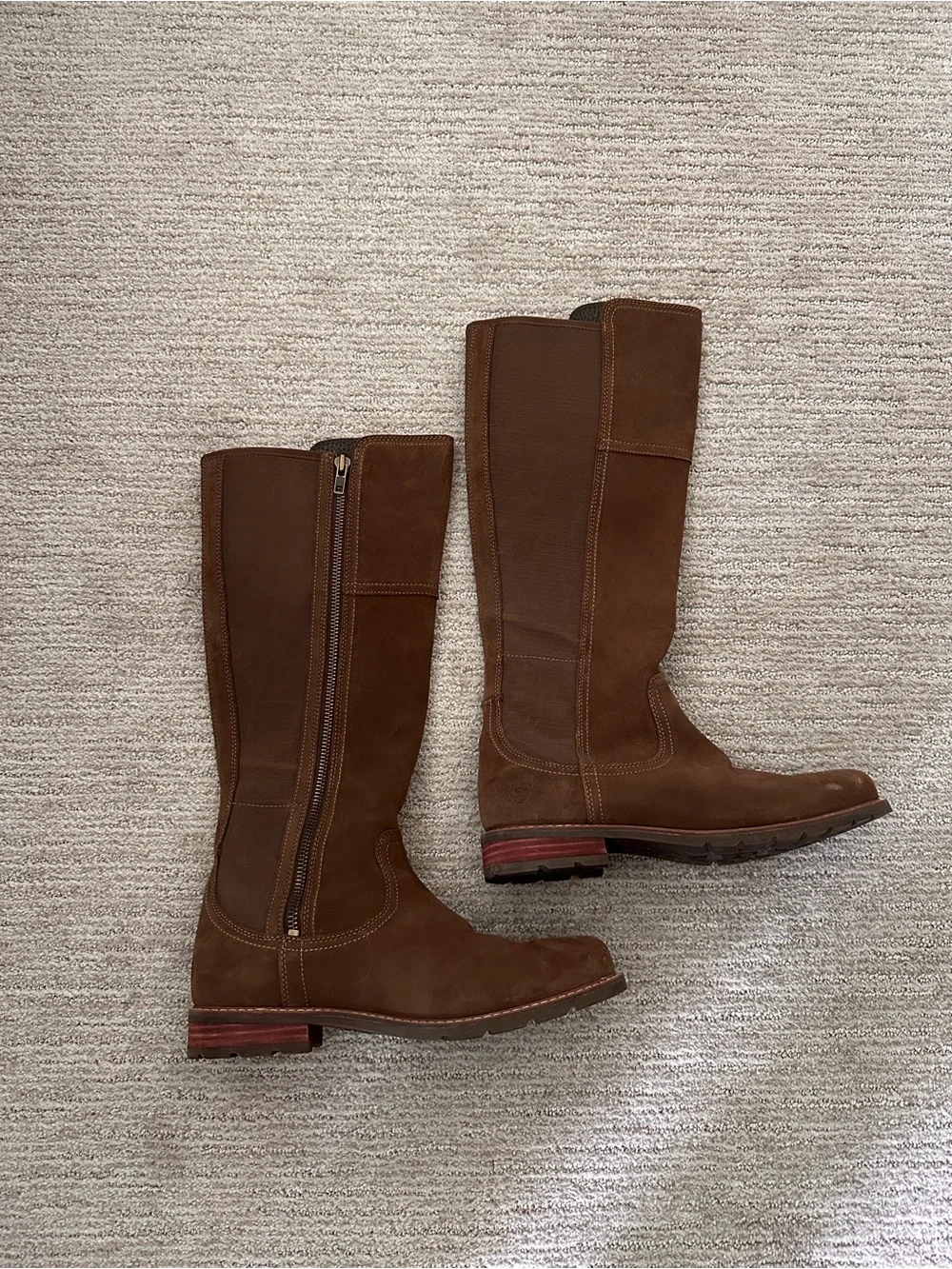 Ariat Cognac Suede Zip Riding Boots